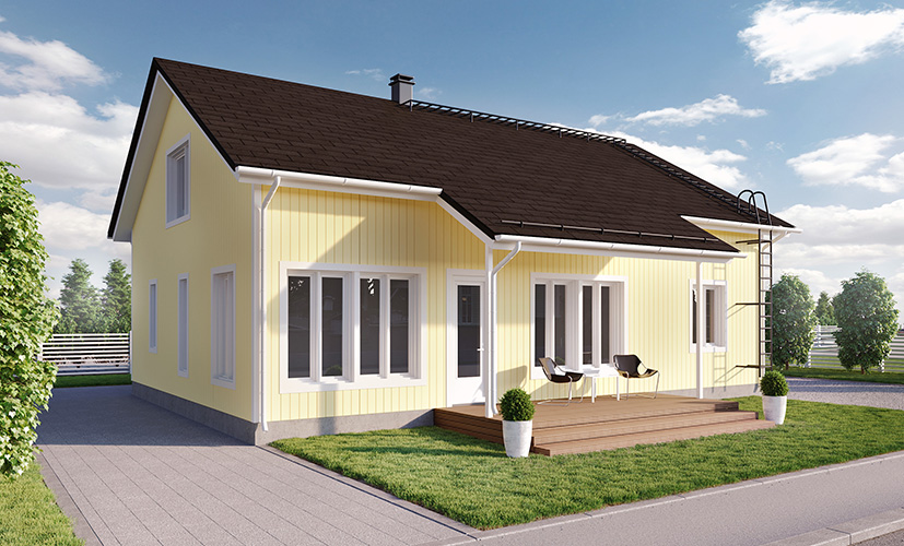 3D-kuva omakotitalosta