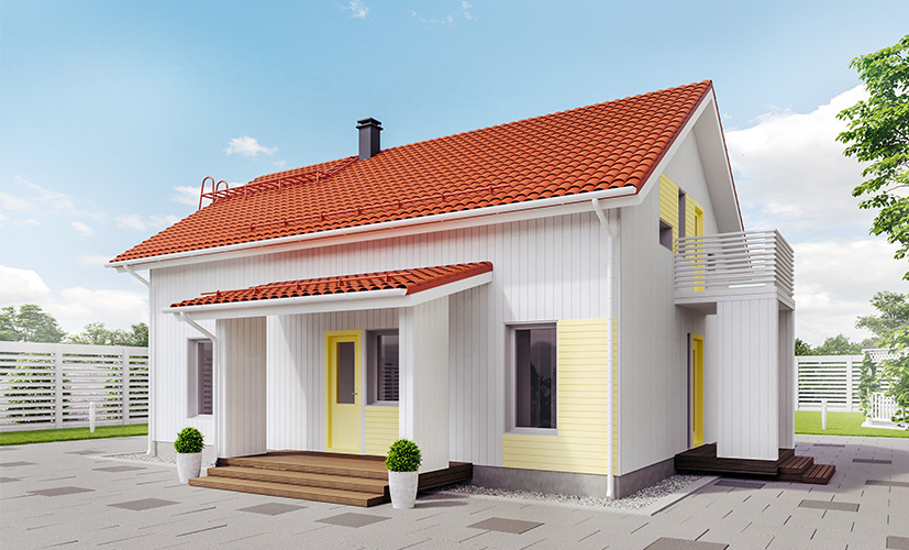 3D-kuva omakotitalosta